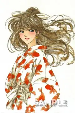 536 オリジナルデザイン 人物ステッカー 女性 浴衣 4枚
