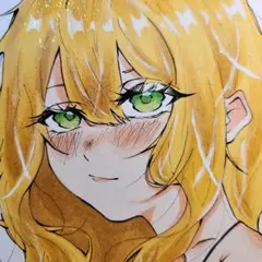 金髪の女の子手描きアナログのイラスト