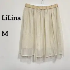 LiLina ベージュ フレアeスカート M 涼しげゆったりb256