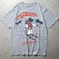 Eddie Bauer 半袖Tシャツ スキー　ユーモア　イラスト　グレー　M