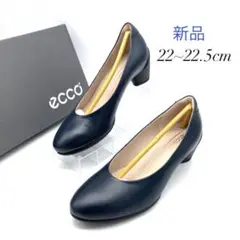 【未使用品✨】エコー 35 レザー チャンキーヒール ネイビー
