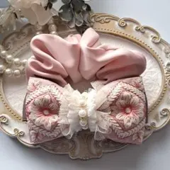 ⭐2814⭐❣️夏アクセ❣️オリジナル✴一点物インド刺繍シュシュ大人おしゃれ