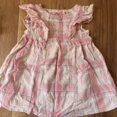 ピンク系チェック ワンピース サイズ80