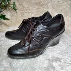 【良品】Hawkins sport 　ウェッジソールスニーカー　濃茶　23.0