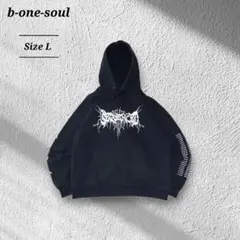 SqncB-ONE-SOULスウェットパーカーフーディーフェードブラック黒短丈L