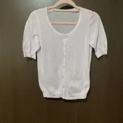 ユニクロライトピンク半袖ボタンカーディガンＭ