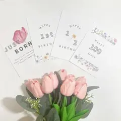 19.マンスリーカード 月齢カード（お花 flower シンプル)