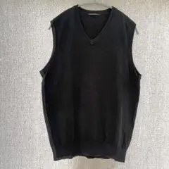 美品✦UNIQLO プレミアムコットンブレンドニットベスト L 黒ブラック