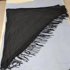 moussy ブラック フリンジ ストール F