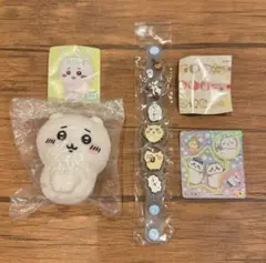 ちいかわぬいぐるみBIG4ちいかわ＆ちいかわラバーバンド＆丸美屋シール3点セット