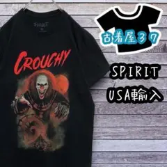 古着スピリットUSA輸入CROUCHYデカロゴコットンTシャツ黒ブラックM