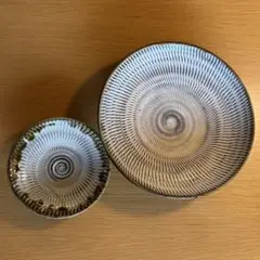 小鹿田焼　皿　中皿　小皿　２枚セット　民藝
