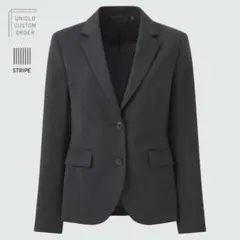 美品(L)ユニクロ/テーラードジャケット/スーツ上/上着/オフィス/ストライプ