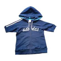 adidas アディダス レディースM 半袖パーカー ネイビー