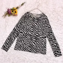 chair de pierre＊良品　ゼブラ柄　長袖Tシャツ　カットソー　黒　M