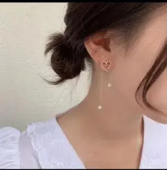ハート＆チェーンピアス