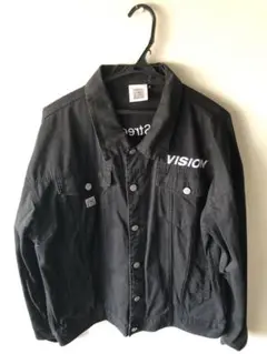 VISION STREET WEAR デニムジャケット ロゴ刺繍 ブラック M