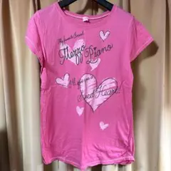 メゾピアノ mezzo piano 半袖 Tシャツ トップス ピンク ハート L