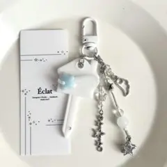 【j4】 キーチャーム　キーホルダー　シンプル　星　羽　鍵　レジン　デコ