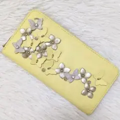 アナスイ 長財布 ラウンドファスナー ナチュラルイエロー バタフライ 蝶々