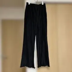 プリーツ加工 ブラックパンツ M