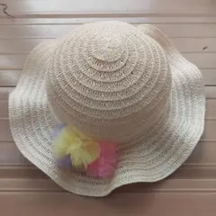 カラフルフリル付き麦わら帽子(子供用)