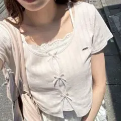 OLIVE des OLIVE 映えリボンTee ピンク
