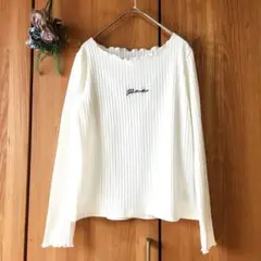 ☘️【INGNI　イング】リブ編み 長袖 Tシャツ カットソー ホワイト M