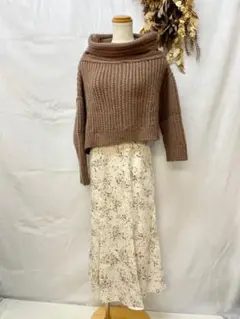 ★値下げ スナイデル アシメケーブルニット×プリントスカートセット 美品