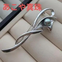 ブローチ　あこや真珠　パール　グレー　冠婚葬祭　セレモニー