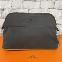HERMES ボリードポーチ エルメス キャンバス ブラック