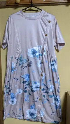 フラワープリント 半袖ワンピース