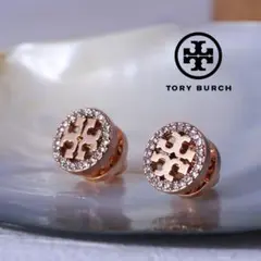 【新品☆本物】トリーバーチ パヴェ ロゴピアス ローズゴールド