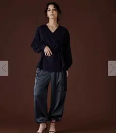 ur's ユアーズ　サテンパラシュートパンツ　ネイビー