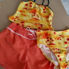 女の子水着　150cm　オレンジ