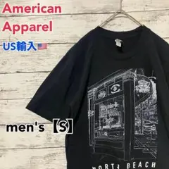 ●T356【US輸入】アメリカンアパレル Tシャツ ブラック系 men's【S】