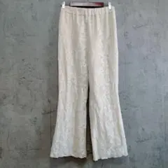 シンプルシティエ　美脚　総レース　フレアイージーパンツ　アイボリー