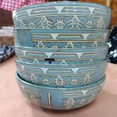 美濃焼 青色ボウル ５個セット W１５．５cm×Ｈ５.５cm