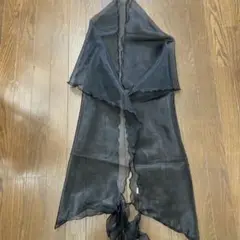 黒のオーガンジーのショール　ストール　大判210X45 行事　優雅