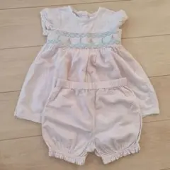 next baby ピンク ワンピースとショートパンツセット　80