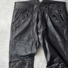 13851 DISEL 本革 レザーパンツ ブラック