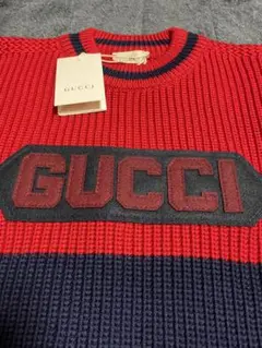 GUCCIチルドレンズ ロゴアップリケケーブルニット150センチ12サイズ