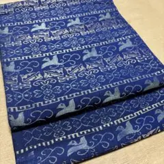 正絹　開き名古屋帯美品コバルトブルー地水色