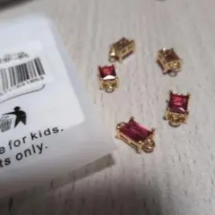 赤い宝石風チャーム 5個セット