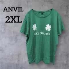 一点物✨ANVIL【2XL】グリーン 緑 半袖Tシャツクローバー