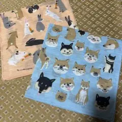 マツモトヨーコ ガーゼハンカチ 柴犬づくし + うさぎ