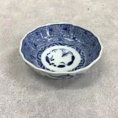 古伊万里　染付　微塵唐草の図　膾皿　３客　E980AS-CUx 古伊万里 染付 微塵唐草の図 膾皿 3客 E980AS-CUx