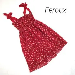 Feroux フェルゥ オンワード樫山 ハート柄 リボン ワンピース レッド 1