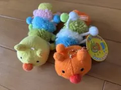 いもむしコロリン　カラフルキャラクターぬいぐるみ2個セット　キーホルダー