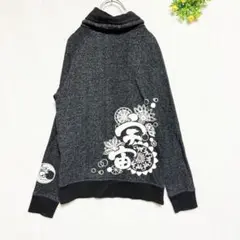 H&M エイチアンドエム【S】宇宙ビッグプリント 裏起毛 モックネックトレーナー